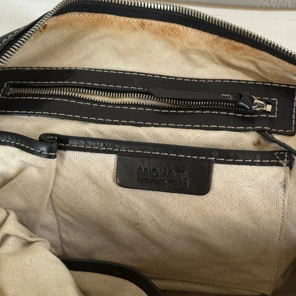Michael Kors Astor Black Leather Satchel / Top‑Handle Bag Silver Studs
